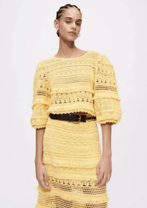 YELLOW CROCHET TOP