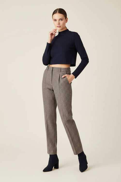 BROWN HOUNDSTOOTH TROUSERS