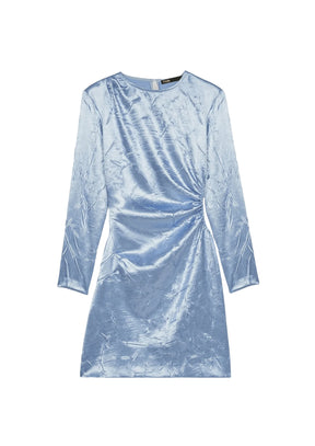 ROBE MINI EN SATIN BLEU CLAIR