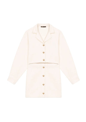 OFFWHITE CUT-OUT TWEED DRESS