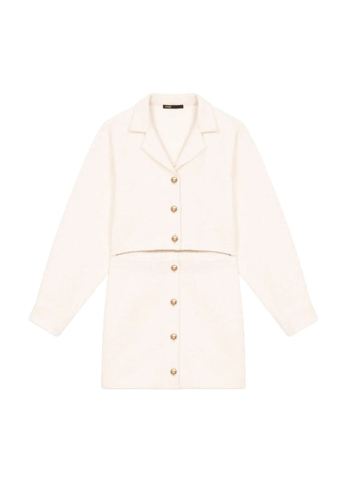 OFFWHITE CUT-OUT TWEED DRESS