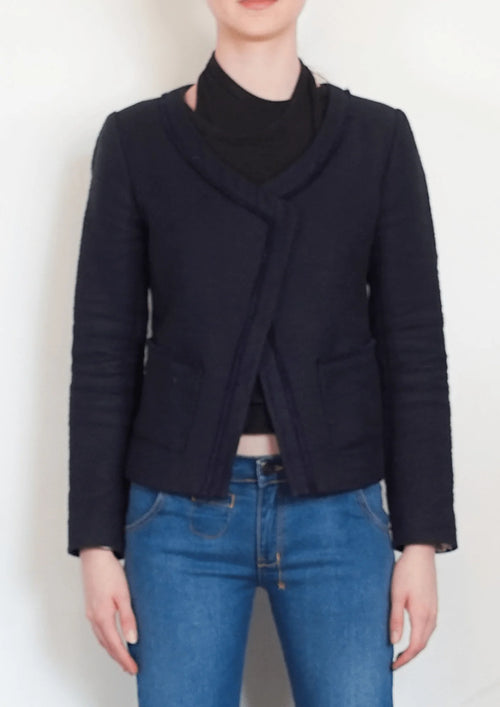 Veste asymétrique bleu marine