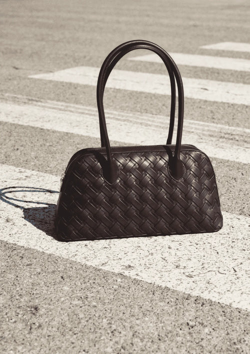 BROWN BRAIDED BOWLING BAG