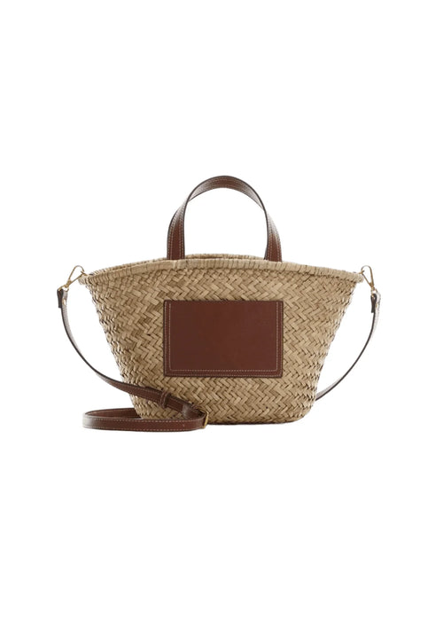 STRAW FAUX LEATHER BAG
