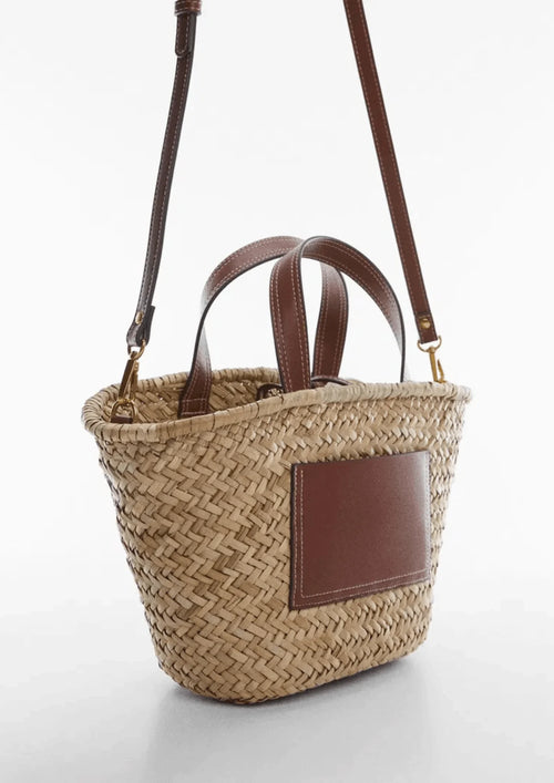 STRAW FAUX LEATHER BAG