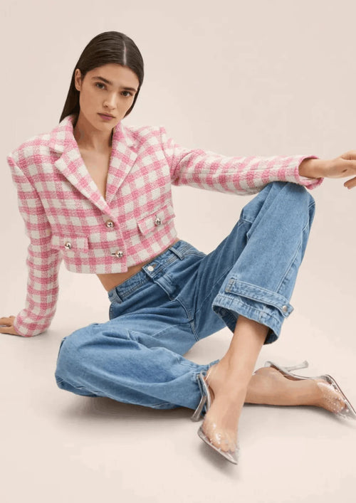 PINK CROP TWEED JACKET