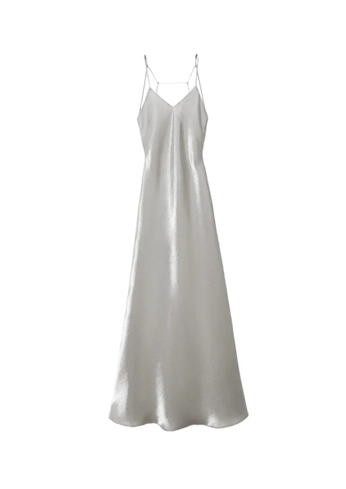 SILVER MAXI SATIN DRESS