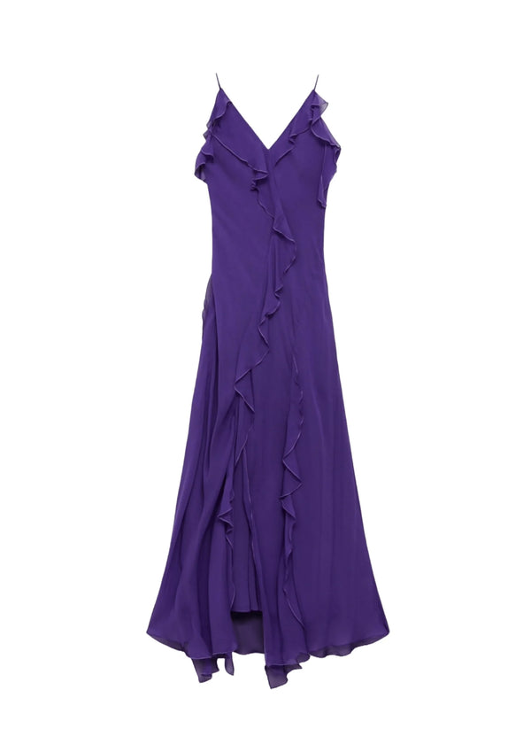 LILA CHIFFON RUFFLE DRESS