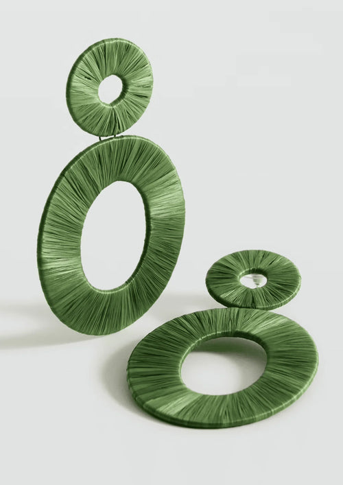 GREEN NATURAL FIBRE EARRINGS
