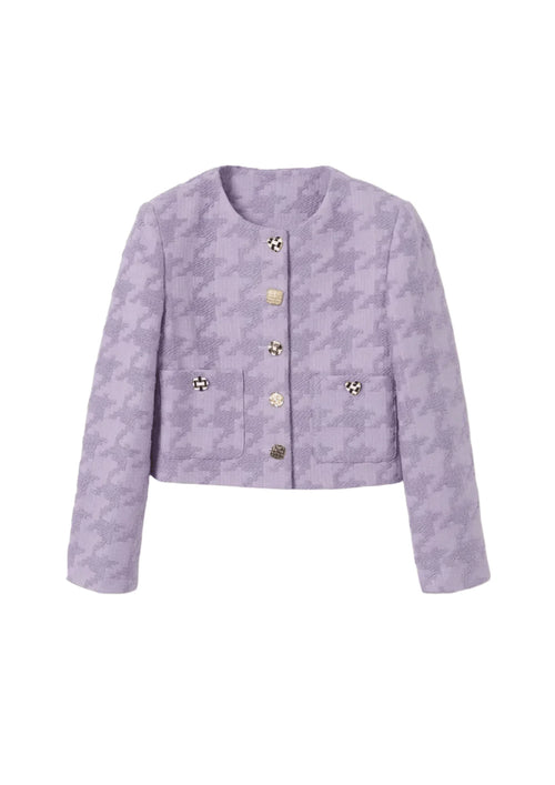 PURPLE HOUNDSTOOTH JACKET