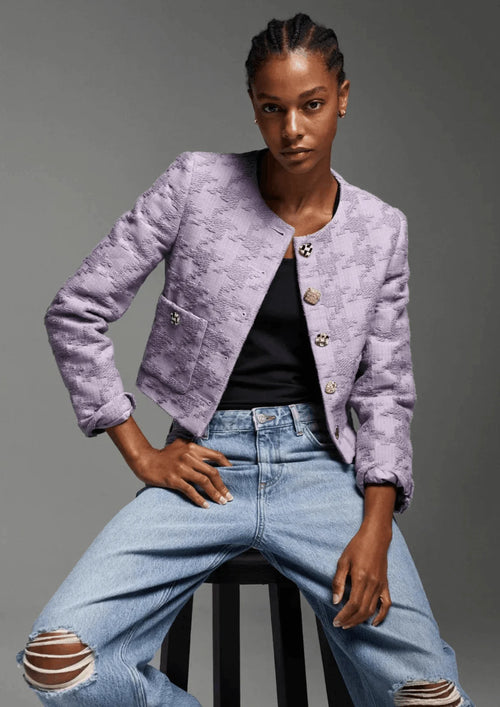 PURPLE HOUNDSTOOTH JACKET