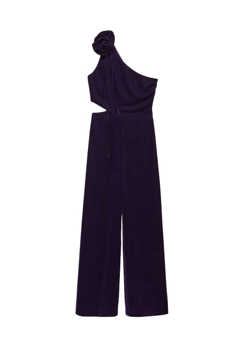 VELVET MAXI FLOWER JUMPSUIT