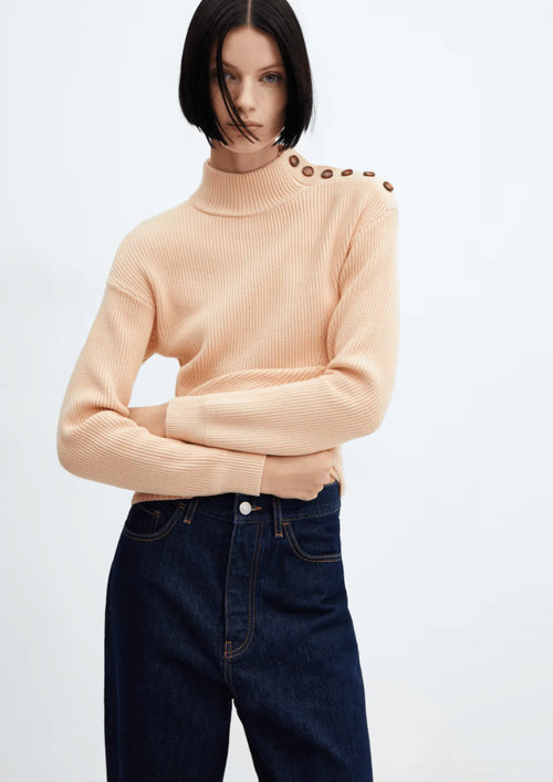 BEIGE RIBBED SWEATER