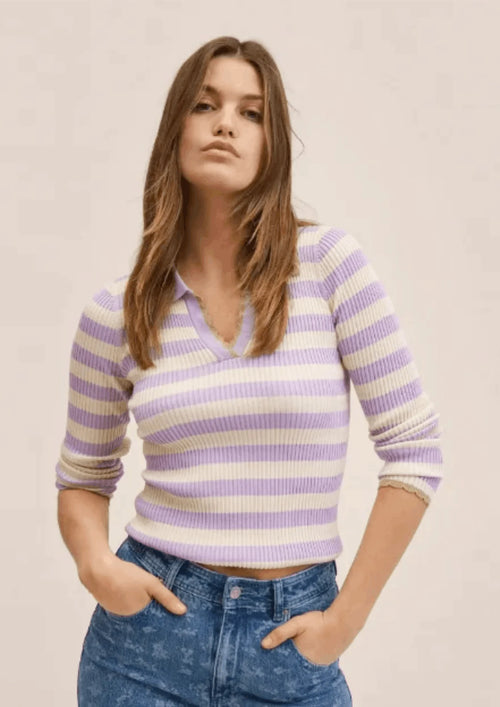 PURPLE STRIPED CROCH POLO
