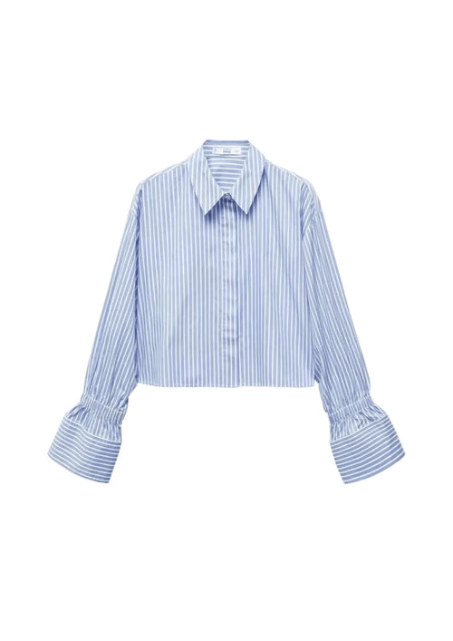 BLUE CUFY STRIPED CROP SHIRT