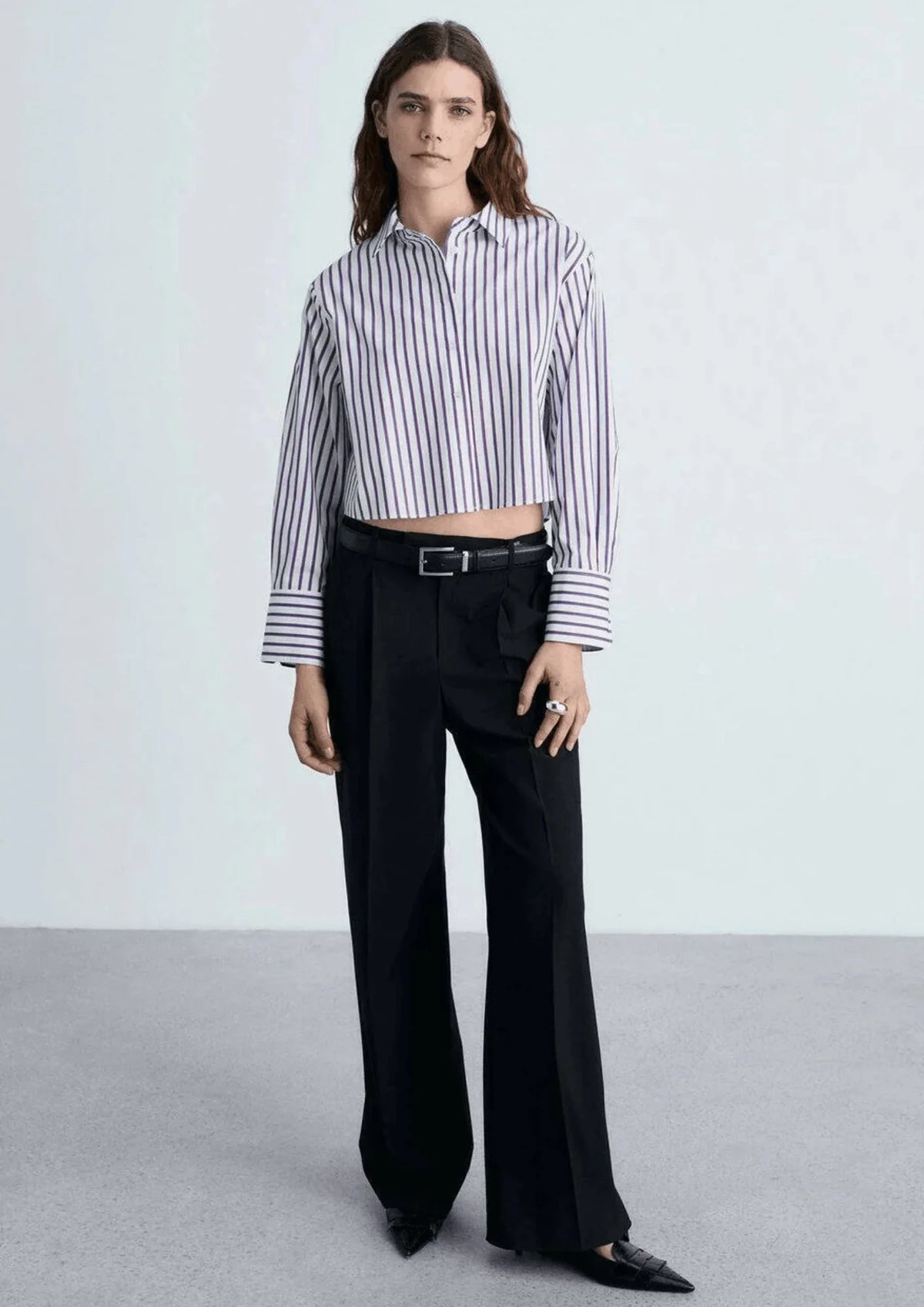 GESTREIFTES CROP-TOP-HEMD