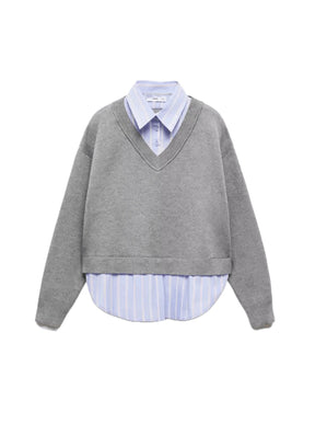 SWEATER WITH SHIRT INSERT