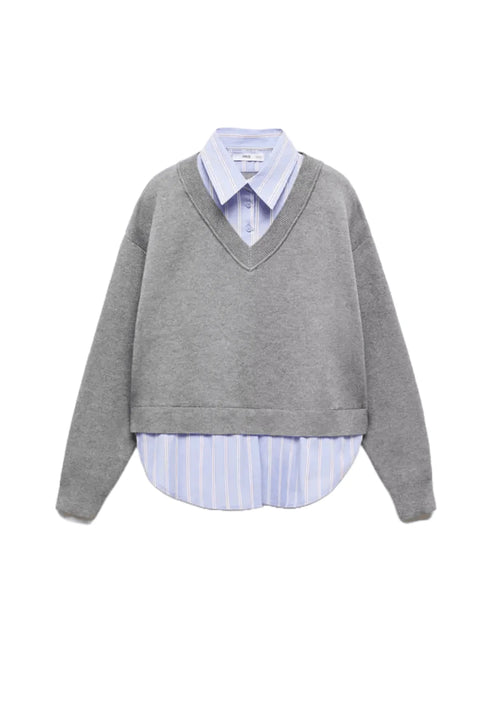 SWEATER WITH SHIRT INSERT