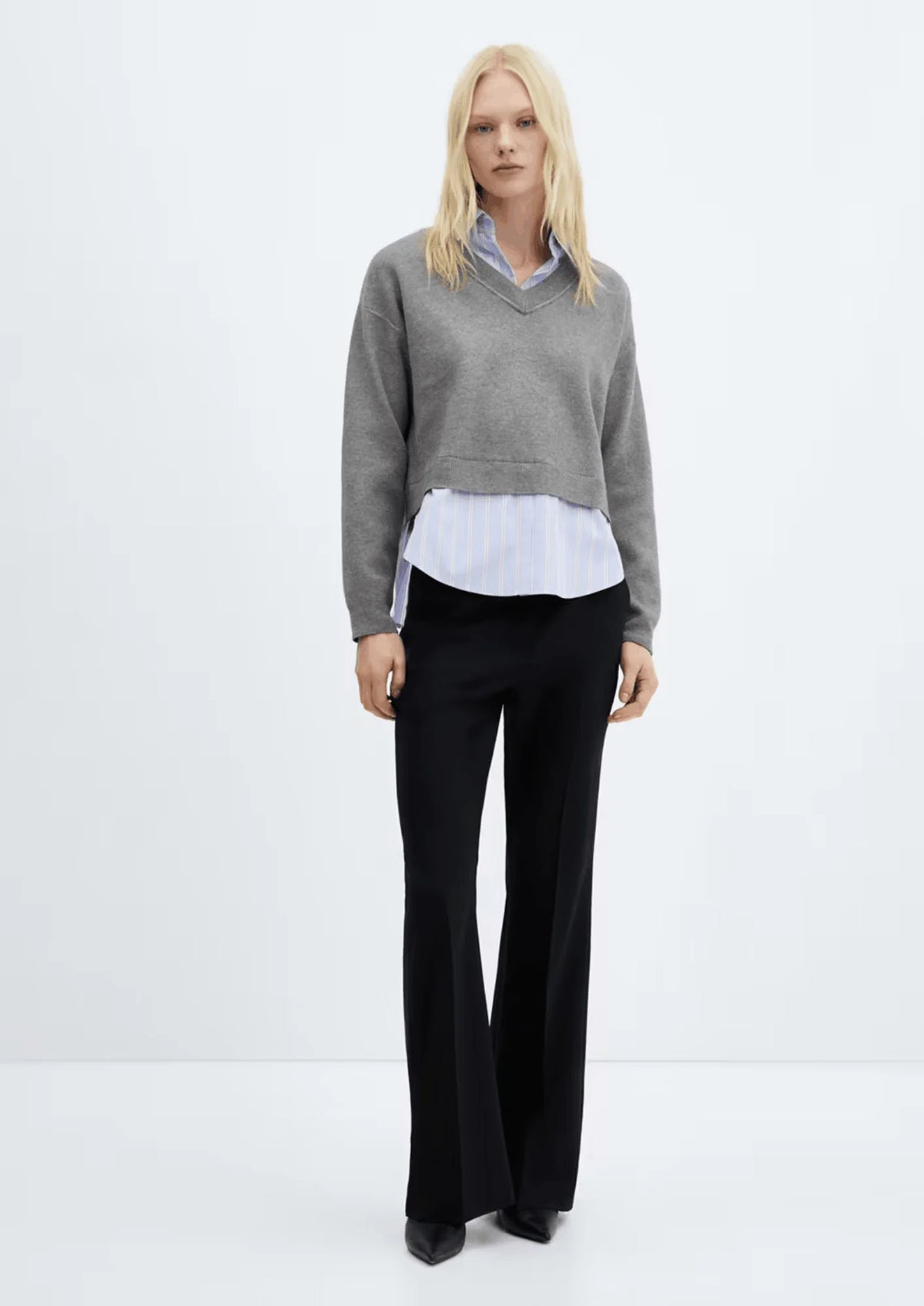 SWEATER WITH SHIRT INSERT