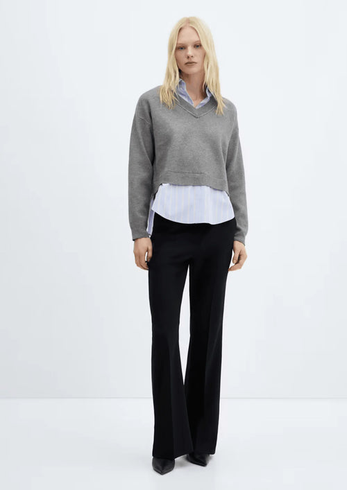 SWEATER WITH SHIRT INSERT