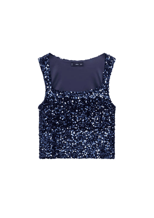 BLUE SEQUINED STRAP TOP