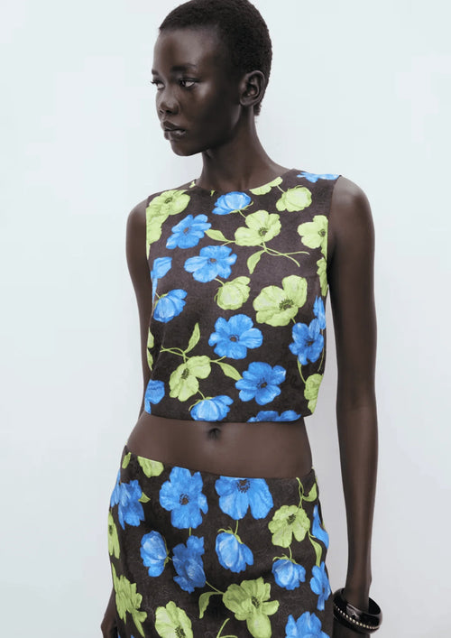 FLORAL OPEN BACK CROP TOP