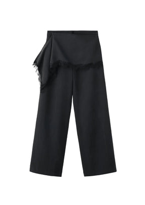 BLACK HIGH-WAIST LACE TROUSERS