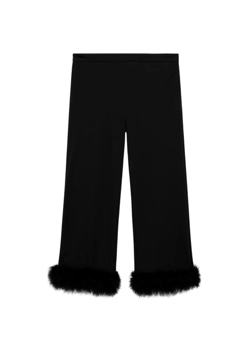 BLACK FEATHER CROP TROUSERS