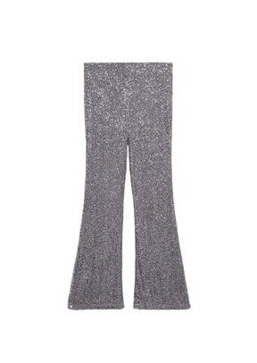 PANTALON ÉVASÉ À PAILLETTES ARGENTÉ