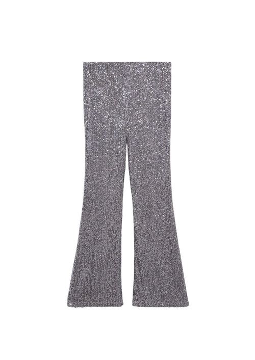 PANTALON ÉVASÉ À PAILLETTES ARGENTÉ