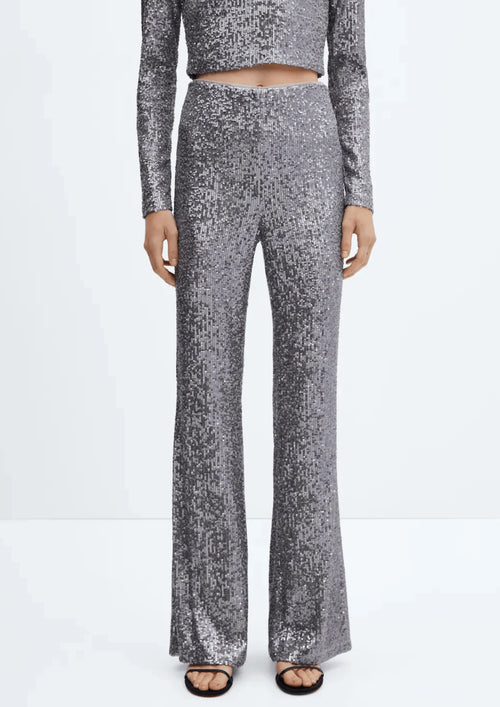 PANTALON ÉVASÉ À PAILLETTES ARGENTÉ