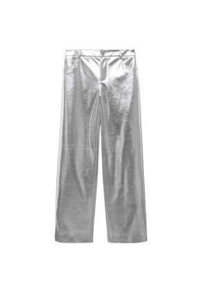 METALLIC PANTS WITH LEATHER EFFECT