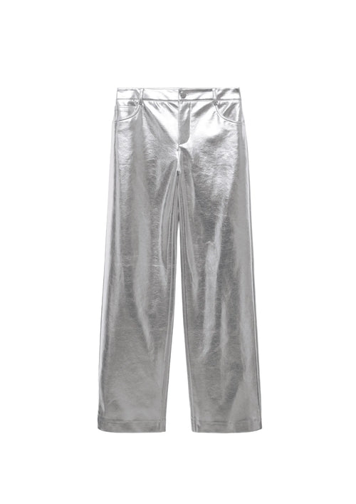 METALLIC PANTS WITH LEATHER EFFECT