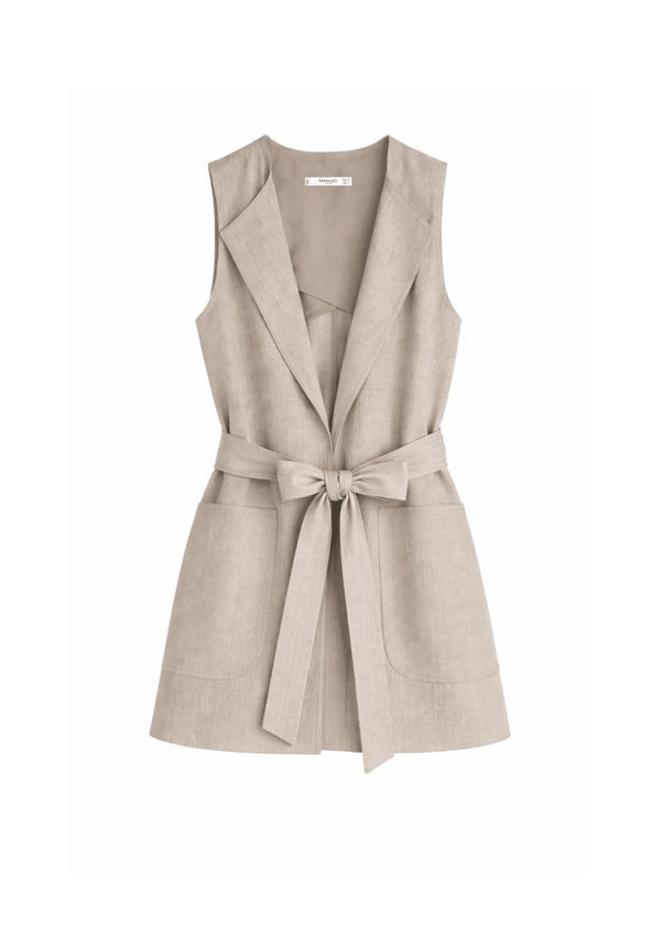 LINEN WAISTCOAT WITH BOW