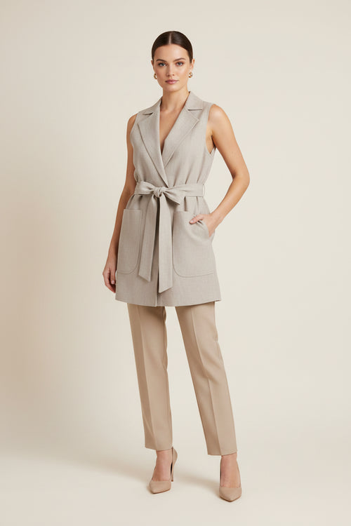 LINEN WAISTCOAT WITH BOW