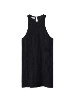SCHWARZES STRUKTURIERTES MINIKLEID