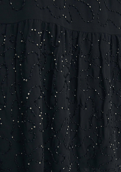 BLACK BEAD EMBROIDERY DRESS