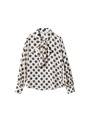BLOUSE À POIS AVEC NOEUD