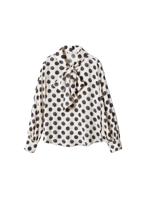BLOUSE À POIS AVEC NOEUD