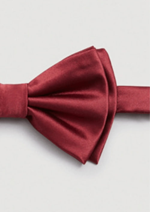 DARK RED SATIN BOW TIE