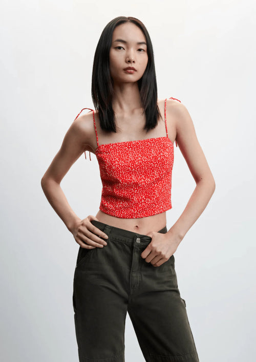 ROTES POLKA-DOT-TOP