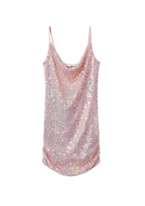 Robe à paillettes courtes rose clair