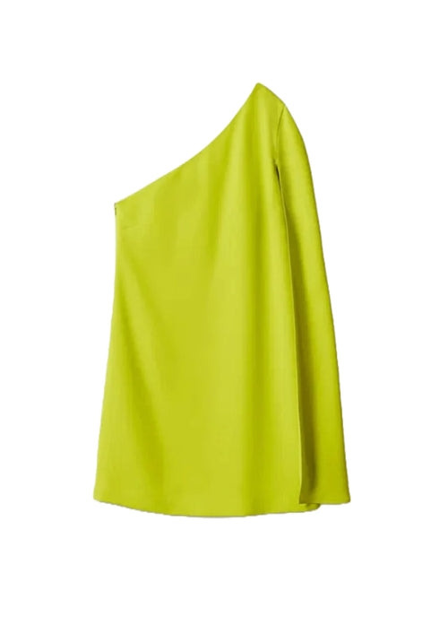 ROBE CAPE ASYMETRIQUE CITRON VERT