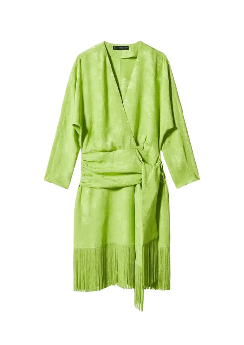 Robe à franges verts jacquard