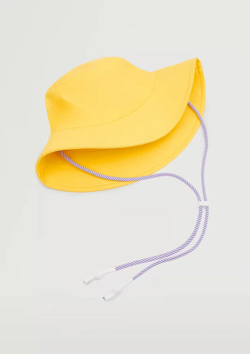 Chapeau de seau jaune avec sangles