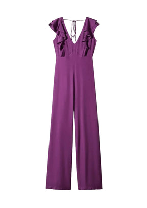 PURPLE BACKLESS RUFFLE JUMPSUIT