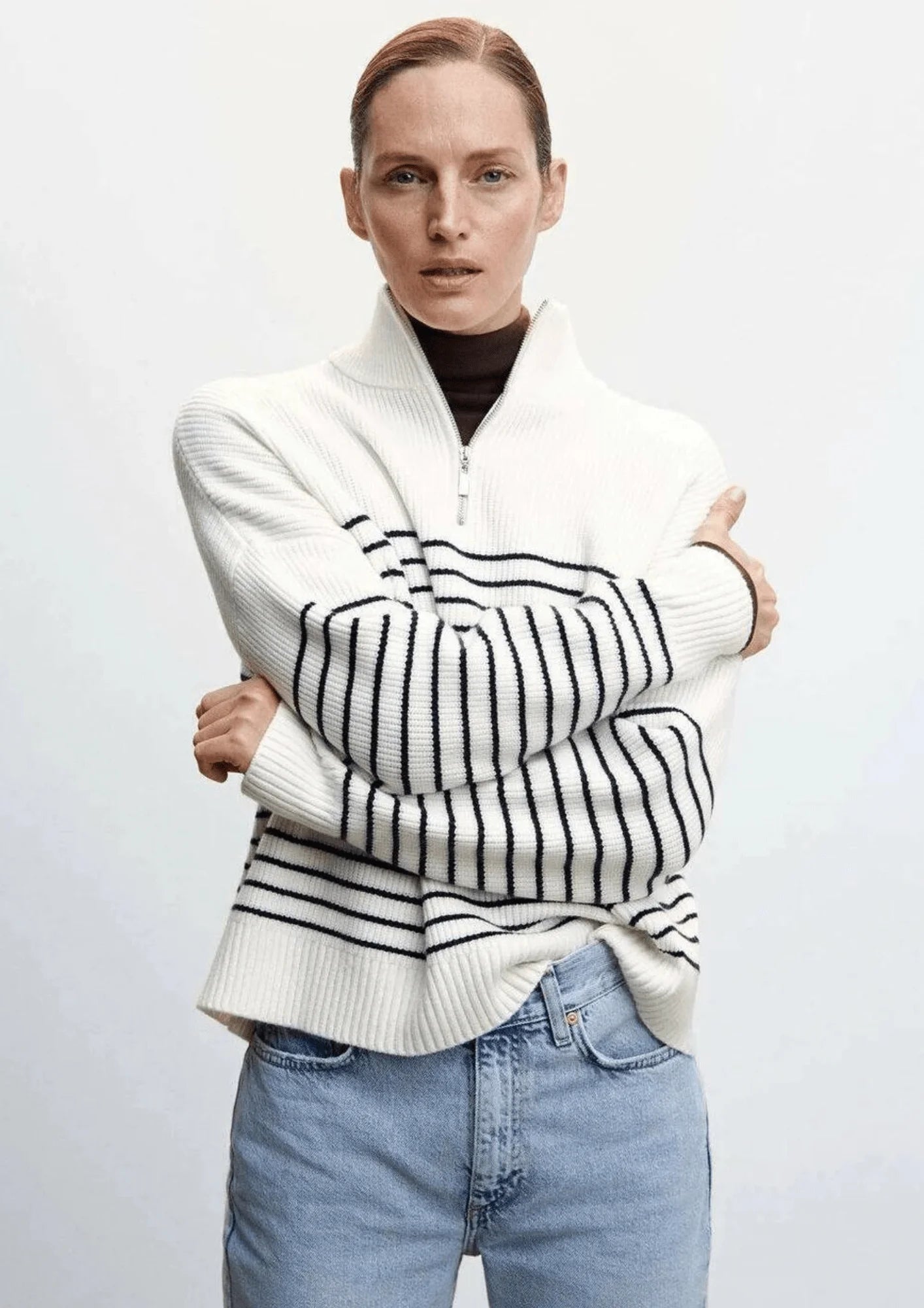 STRIPED ZIP-UP JUMPER