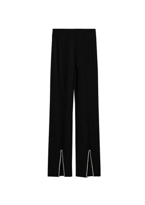 BLACK TROUSERS WITH HEM SLITS