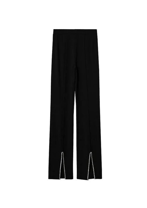 BLACK TROUSERS WITH HEM SLITS
