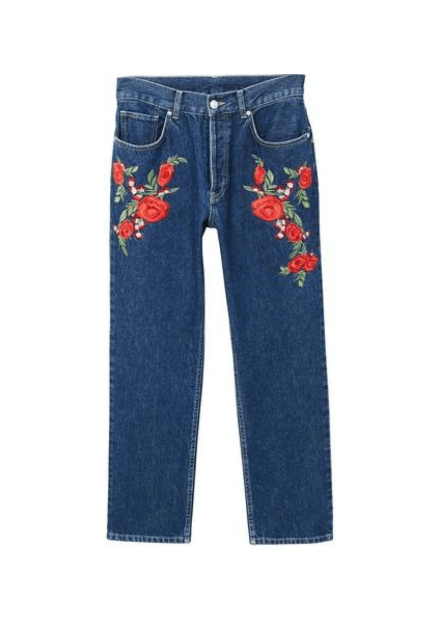 Pantalon en jean brodé floral